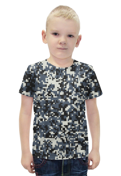 Заказать детскую футболку в Москве. Футболка с полной запечаткой для мальчиков Пиксель камуфляж от multikot - готовые дизайны и нанесение принтов.
