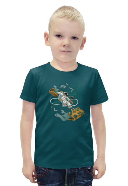 Заказать детскую футболку в Москве. Футболка с полной запечаткой для мальчиков Космический турист от ISliM - готовые дизайны и нанесение принтов.