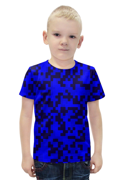 Заказать детскую футболку в Москве. Футболка с полной запечаткой для мальчиков Синий камуфляж от THE_NISE  - готовые дизайны и нанесение принтов.