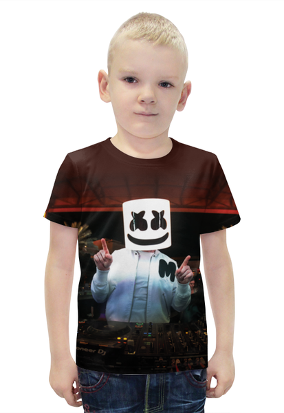 Заказать детскую футболку в Москве. Футболка с полной запечаткой для мальчиков Marshmello от weeert - готовые дизайны и нанесение принтов.