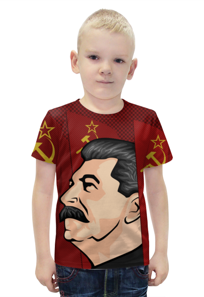 Заказать детскую футболку в Москве. Футболка с полной запечаткой для мальчиков Сталин от gopotol - готовые дизайны и нанесение принтов.