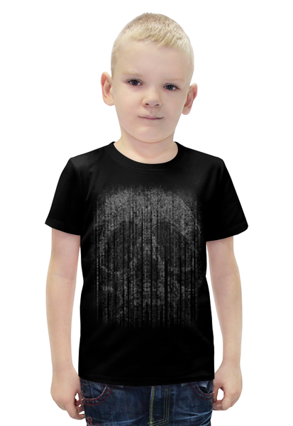 Заказать детскую футболку в Москве. Футболка с полной запечаткой для мальчиков Голограмма череп от weeert - готовые дизайны и нанесение принтов.