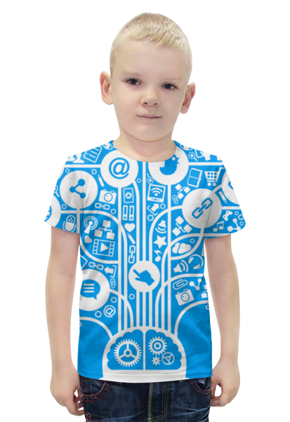 Заказать детскую футболку в Москве. Футболка с полной запечаткой для мальчиков Интернет от Media M  - готовые дизайны и нанесение принтов.