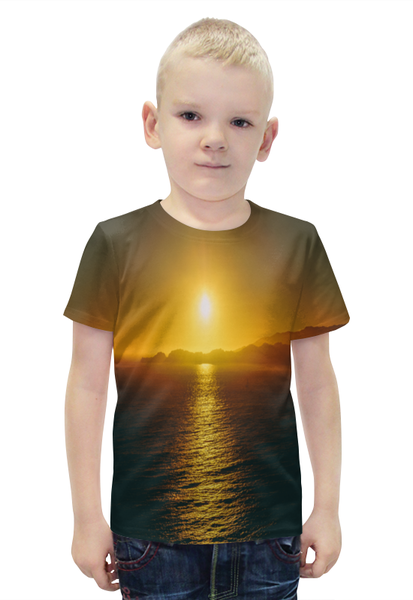 Заказать детскую футболку в Москве. Футболка с полной запечаткой для мальчиков Закат над морем от THE_NISE  - готовые дизайны и нанесение принтов.