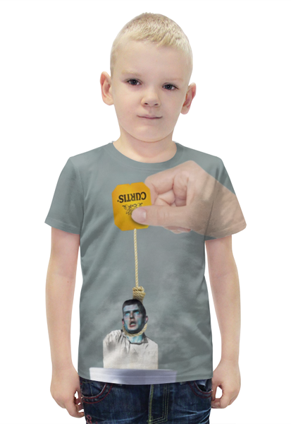 Заказать детскую футболку в Москве. Футболка с полной запечаткой для мальчиков Ian Curtis meme от Екатерина Бескова - готовые дизайны и нанесение принтов.