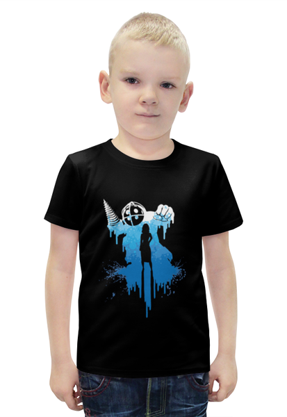 Заказать детскую футболку в Москве. Футболка с полной запечаткой для мальчиков Bioshock от galaxy secret - готовые дизайны и нанесение принтов.