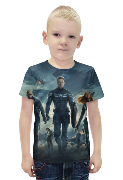 Заказать детскую футболку в Москве. Футболка с полной запечаткой для мальчиков Капитан Америка от skynatural - готовые дизайны и нанесение принтов.