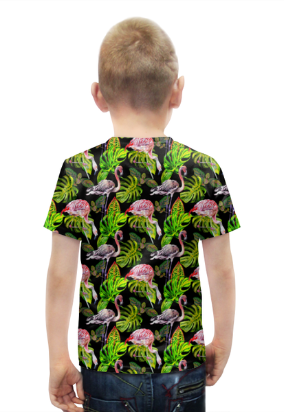 Заказать детскую футболку в Москве. Футболка с полной запечаткой для мальчиков фламинго от THE_NISE  - готовые дизайны и нанесение принтов.