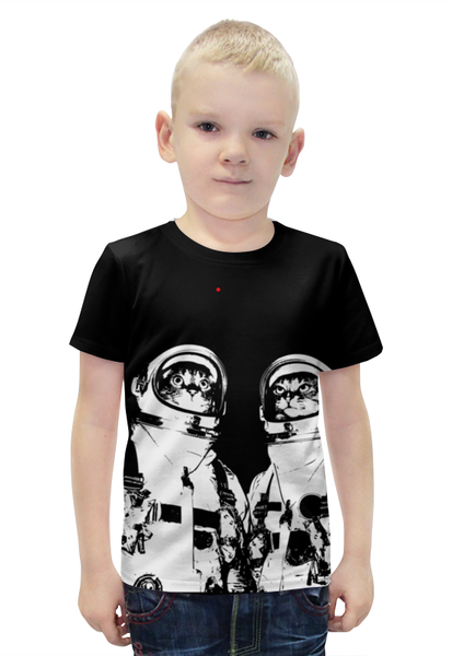 Заказать детскую футболку в Москве. Футболка с полной запечаткой для мальчиков Коты космонавты от printik - готовые дизайны и нанесение принтов.