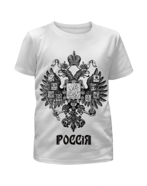 Заказать детскую футболку в Москве. Футболка с полной запечаткой для мальчиков герб России от Маверик - готовые дизайны и нанесение принтов.
