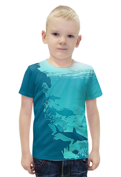 Заказать детскую футболку в Москве. Футболка с полной запечаткой для мальчиков Морское дно от T-shirt print  - готовые дизайны и нанесение принтов.