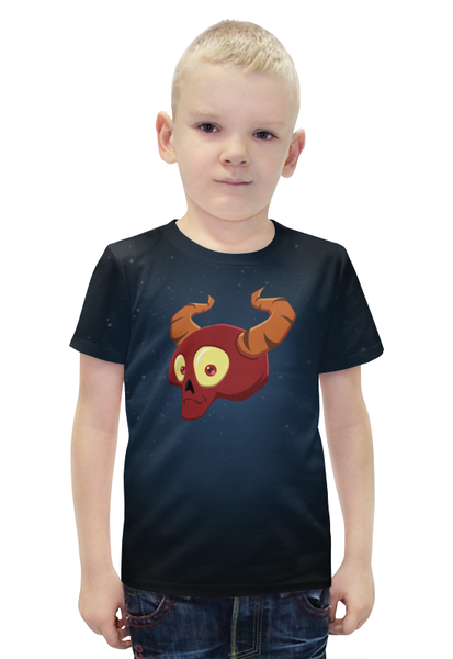 Заказать детскую футболку в Москве. Футболка с полной запечаткой для мальчиков Just some devil skull от Maks Lange - готовые дизайны и нанесение принтов.
