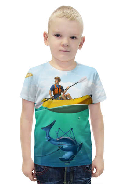 Заказать детскую футболку в Москве. Футболка с полной запечаткой для мальчиков Рыбалка от ПРИНТЫ ПЕЧАТЬ  - готовые дизайны и нанесение принтов.