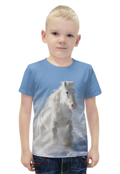Заказать детскую футболку в Москве. Футболка с полной запечаткой для мальчиков Лошадь от Ирина - готовые дизайны и нанесение принтов.