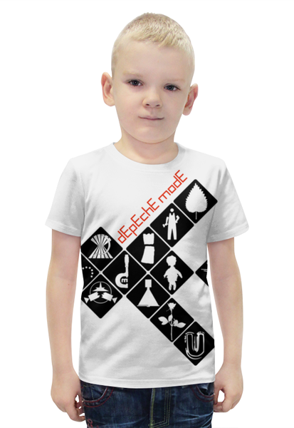 Заказать детскую футболку в Москве. Футболка с полной запечаткой для мальчиков Depeche Mode / Symbols от OEX design - готовые дизайны и нанесение принтов.