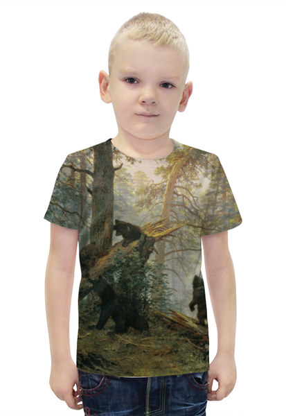 Заказать детскую футболку в Москве. Футболка с полной запечаткой для мальчиков Утро в сосновом лесу от Y L - готовые дизайны и нанесение принтов.