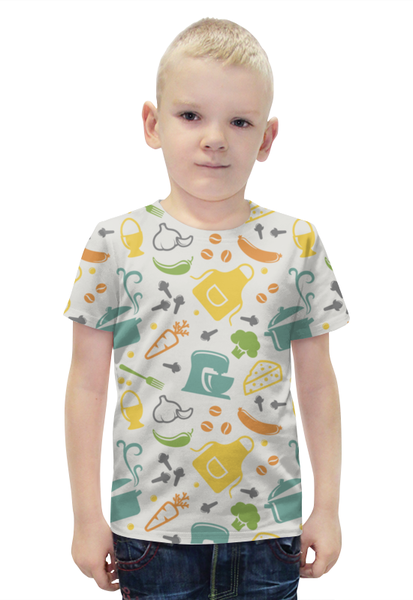 Заказать детскую футболку в Москве. Футболка с полной запечаткой для мальчиков Kitchen от CoolDesign - готовые дизайны и нанесение принтов.