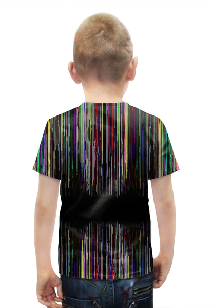 Заказать детскую футболку в Москве. Футболка с полной запечаткой для мальчиков glitch art (чёрная дыра) от Wax  - готовые дизайны и нанесение принтов.