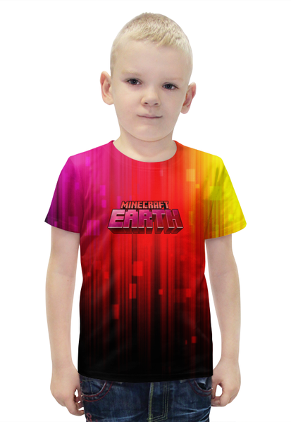 Заказать детскую футболку в Москве. Футболка с полной запечаткой для мальчиков Minecraft Earth от THE_NISE  - готовые дизайны и нанесение принтов.