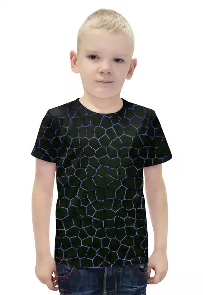 Заказать детскую футболку в Москве. Футболка с полной запечаткой для мальчиков Темные соты от Alexey Evsyunin - готовые дизайны и нанесение принтов.