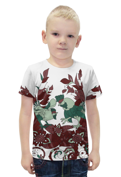 Заказать детскую футболку в Москве. Футболка с полной запечаткой для мальчиков петушиное разноцветие от Игма - готовые дизайны и нанесение принтов.
