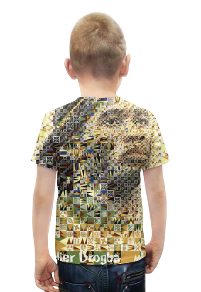 Заказать детскую футболку в Москве. Футболка с полной запечаткой для мальчиков Футбольная мозайка Дидье Дрогба от CoolDesign - готовые дизайны и нанесение принтов.