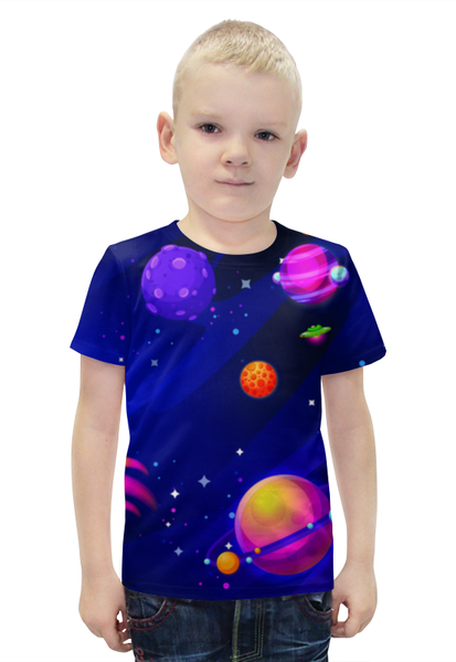 Заказать детскую футболку в Москве. Футболка с полной запечаткой для мальчиков Планеты от THE_NISE  - готовые дизайны и нанесение принтов.