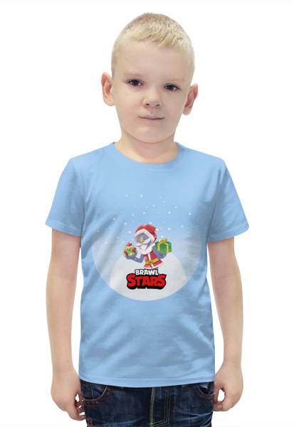 Заказать детскую футболку в Москве. Футболка с полной запечаткой для мальчиков Brawl Stars Новый год от El Fox - готовые дизайны и нанесение принтов.