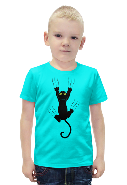 Заказать детскую футболку в Москве. Футболка с полной запечаткой для мальчиков Прикольный кот от Amerikanka - готовые дизайны и нанесение принтов.