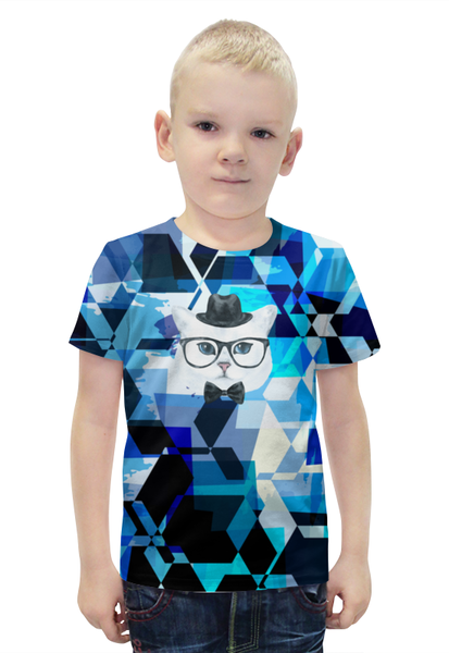 Заказать детскую футболку в Москве. Футболка с полной запечаткой для мальчиков Кот в очках  от THE_NISE  - готовые дизайны и нанесение принтов.