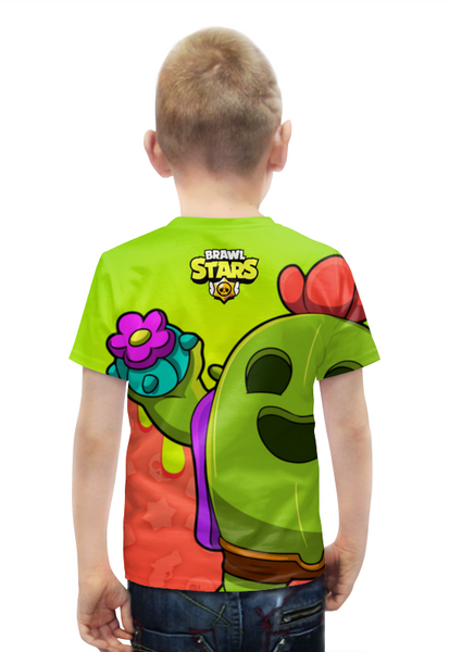 Заказать детскую футболку в Москве. Футболка с полной запечаткой для мальчиков BRAWL STARS SPIKE от geekbox - готовые дизайны и нанесение принтов.