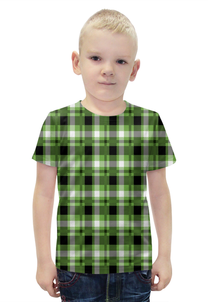 Заказать детскую футболку в Москве. Футболка с полной запечаткой для мальчиков Зеленая клетка от THE_NISE  - готовые дизайны и нанесение принтов.