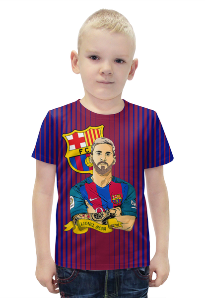Заказать детскую футболку в Москве. Футболка с полной запечаткой для мальчиков Lionel Messi от balden - готовые дизайны и нанесение принтов.