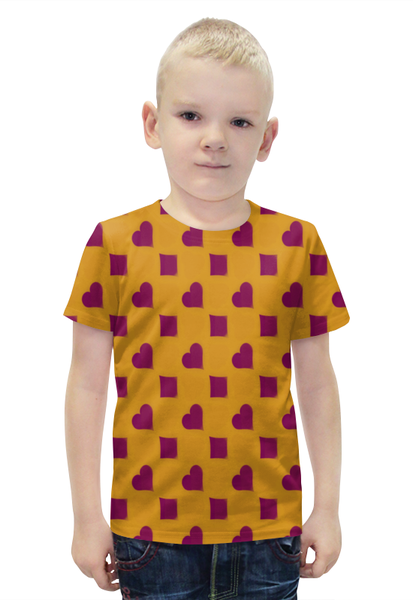 Заказать детскую футболку в Москве. Футболка с полной запечаткой для мальчиков Сердца и ромбы от THE_NISE  - готовые дизайны и нанесение принтов.