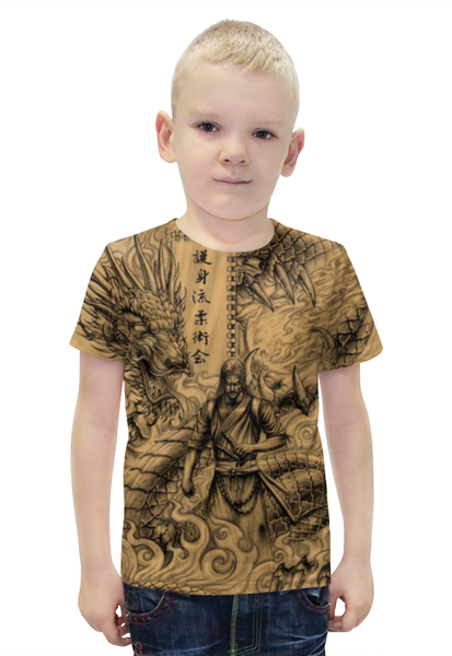 Заказать детскую футболку в Москве. Футболка с полной запечаткой для мальчиков Самурай Дракон от Виктор Гришин - готовые дизайны и нанесение принтов.