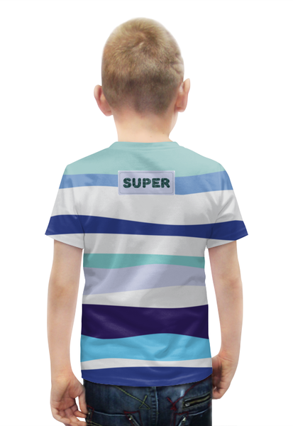 Заказать детскую футболку в Москве. Футболка с полной запечаткой для мальчиков синие волны от nikol - готовые дизайны и нанесение принтов.