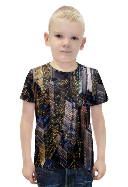 Заказать детскую футболку в Москве. Футболка с полной запечаткой для мальчиков Здания города от THE_NISE  - готовые дизайны и нанесение принтов.