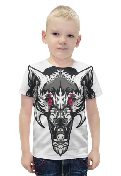 Заказать детскую футболку в Москве. Футболка с полной запечаткой для мальчиков Разъярённый волк от YellowCloverShop - готовые дизайны и нанесение принтов.