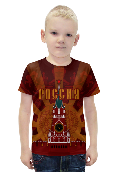 Заказать детскую футболку в Москве. Футболка с полной запечаткой для мальчиков Кремль от gopotol - готовые дизайны и нанесение принтов.