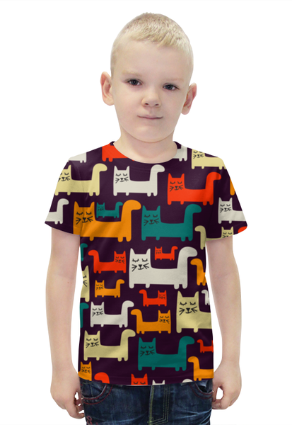Заказать детскую футболку в Москве. Футболка с полной запечаткой для мальчиков Спящие котики от nadegda - готовые дизайны и нанесение принтов.