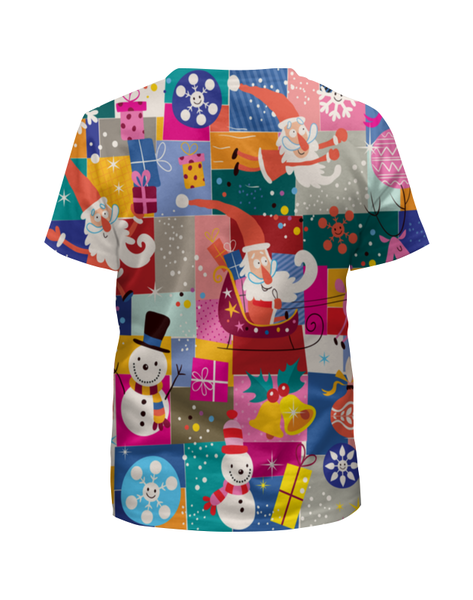 Заказать детскую футболку в Москве. Футболка с полной запечаткой для мальчиков Санта и подарки от THE_NISE  - готовые дизайны и нанесение принтов.