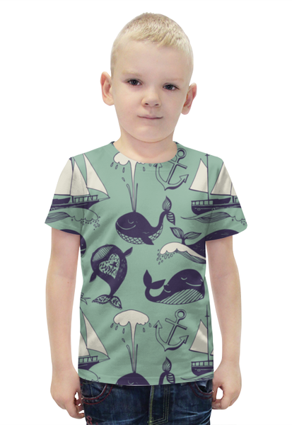 Заказать детскую футболку в Москве. Футболка с полной запечаткой для мальчиков Забавные киты от nadegda - готовые дизайны и нанесение принтов.