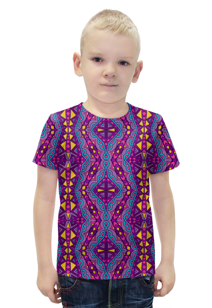 Заказать детскую футболку в Москве. Футболка с полной запечаткой для мальчиков Фиолетовая мозаика от THE_NISE  - готовые дизайны и нанесение принтов.