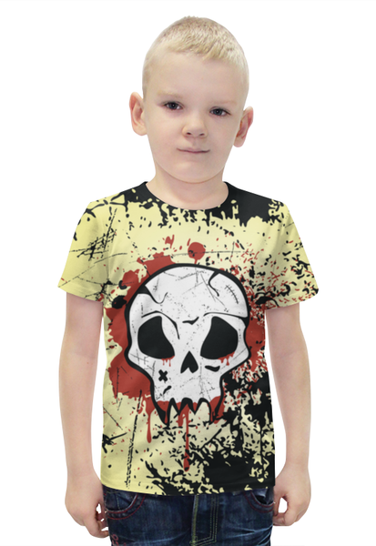 Заказать детскую футболку в Москве. Футболка с полной запечаткой для мальчиков Grunge Skull от Илья Щеблецов - готовые дизайны и нанесение принтов.
