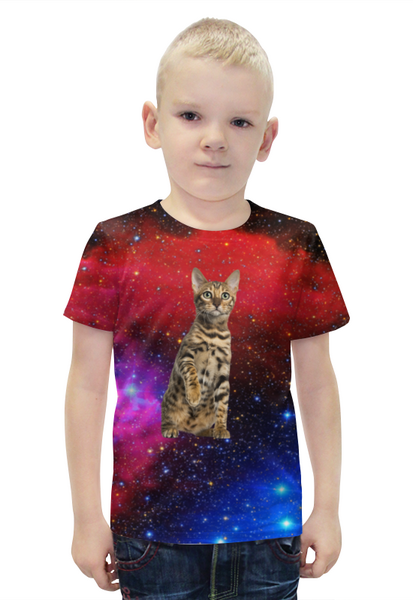 Заказать детскую футболку в Москве. Футболка с полной запечаткой для мальчиков  Кот в космосе от THE_NISE  - готовые дизайны и нанесение принтов.