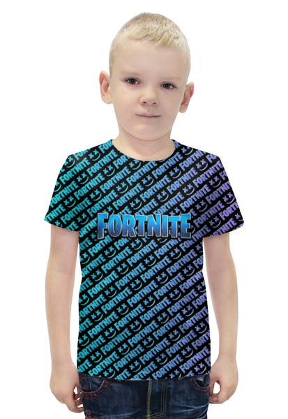 Заказать детскую футболку в Москве. Футболка с полной запечаткой для мальчиков Fortnite & Marshmello от weeert - готовые дизайны и нанесение принтов.