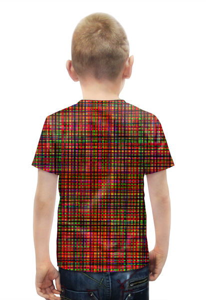 Заказать детскую футболку в Москве. Футболка с полной запечаткой для мальчиков glitch art (красная сетка) от Wax  - готовые дизайны и нанесение принтов.