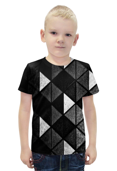 Заказать детскую футболку в Москве. Футболка с полной запечаткой для мальчиков Черно-белые фигуры от THE_NISE  - готовые дизайны и нанесение принтов.