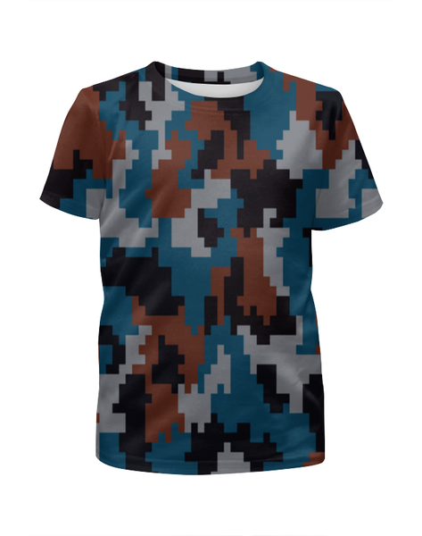 Заказать детскую футболку в Москве. Футболка с полной запечаткой для мальчиков Пиксели армейские от THE_NISE  - готовые дизайны и нанесение принтов.