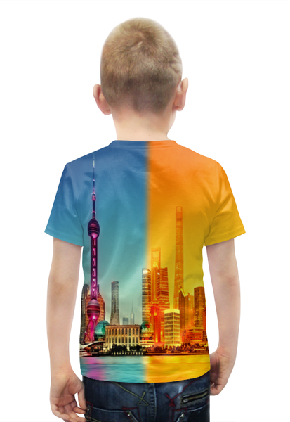 Заказать детскую футболку в Москве. Футболка с полной запечаткой для мальчиков Город в красках от THE_NISE  - готовые дизайны и нанесение принтов.